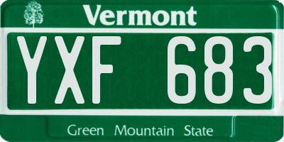 VT license plate YXF683