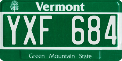 VT license plate YXF684