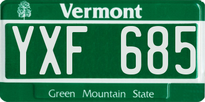 VT license plate YXF685