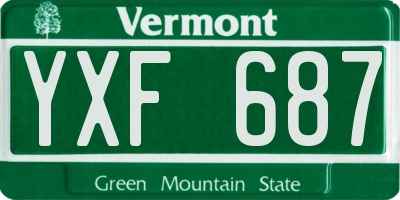 VT license plate YXF687