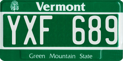 VT license plate YXF689