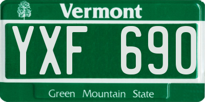 VT license plate YXF690