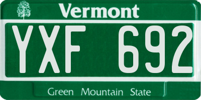 VT license plate YXF692