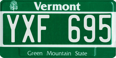 VT license plate YXF695