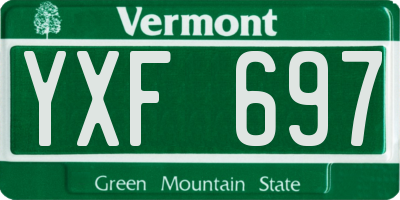 VT license plate YXF697