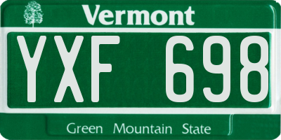 VT license plate YXF698