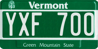 VT license plate YXF700