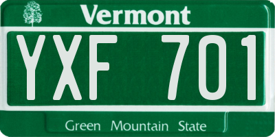 VT license plate YXF701