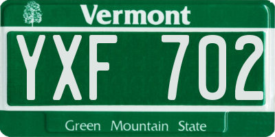 VT license plate YXF702