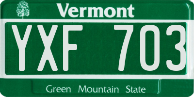 VT license plate YXF703