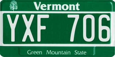 VT license plate YXF706