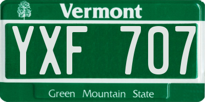 VT license plate YXF707