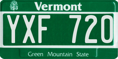 VT license plate YXF720
