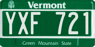 VT license plate YXF721