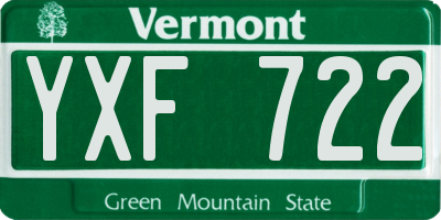 VT license plate YXF722