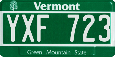 VT license plate YXF723