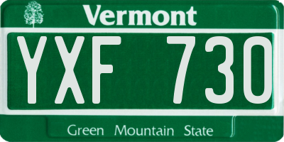 VT license plate YXF730