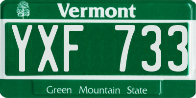 VT license plate YXF733