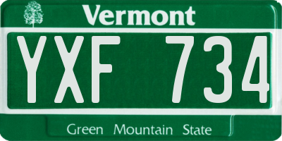 VT license plate YXF734