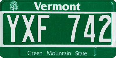 VT license plate YXF742