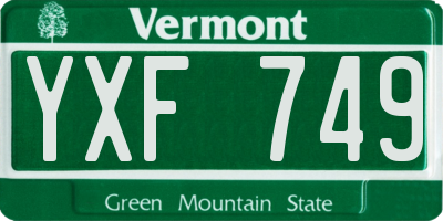 VT license plate YXF749