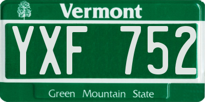 VT license plate YXF752
