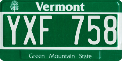 VT license plate YXF758