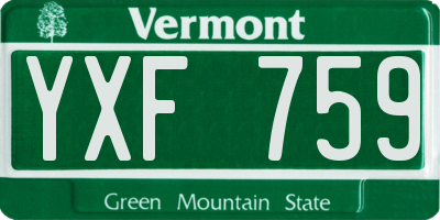 VT license plate YXF759