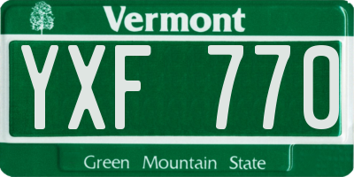 VT license plate YXF770