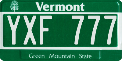 VT license plate YXF777