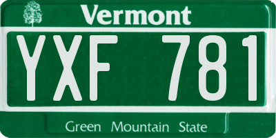 VT license plate YXF781