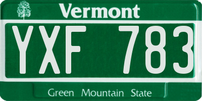 VT license plate YXF783