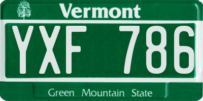 VT license plate YXF786