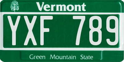 VT license plate YXF789