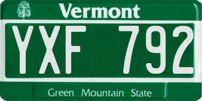 VT license plate YXF792