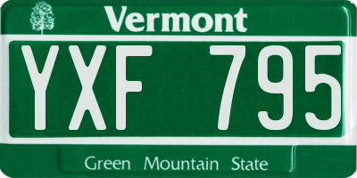 VT license plate YXF795
