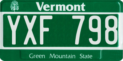 VT license plate YXF798