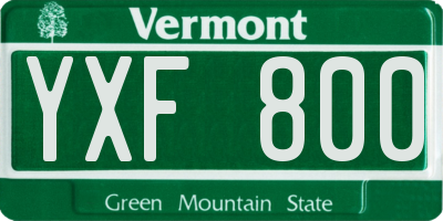 VT license plate YXF800