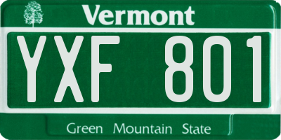VT license plate YXF801