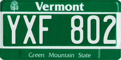 VT license plate YXF802