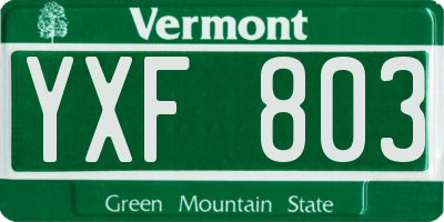 VT license plate YXF803