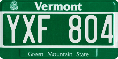 VT license plate YXF804
