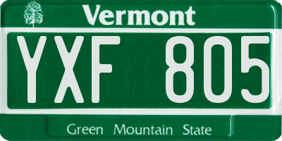 VT license plate YXF805