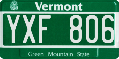 VT license plate YXF806
