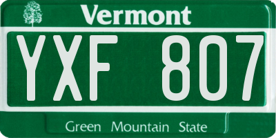 VT license plate YXF807