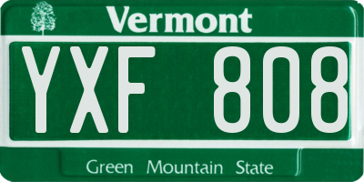 VT license plate YXF808