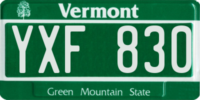 VT license plate YXF830