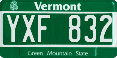 VT license plate YXF832