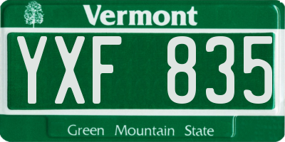 VT license plate YXF835