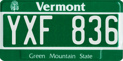 VT license plate YXF836